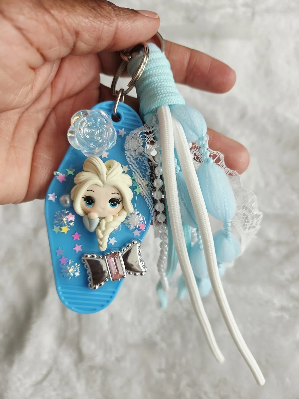 Disney Frozen-Inspired Blue Tassel Keychain Beautiful Junk Keychain Bag Charm